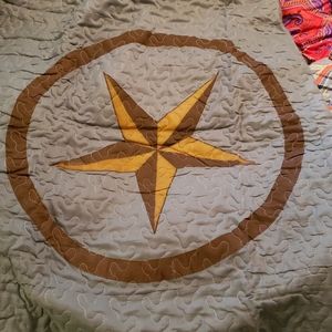 Queen Western Quilt Turquoise Brown Star